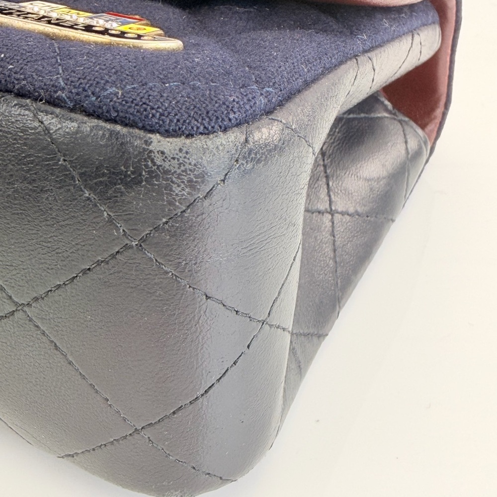 CHANEL Navy Quilted Paris Hamburg Charm Mini Flap Nautical - Picture 8 of 16